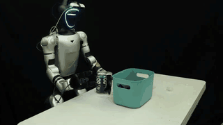 Immiscible Diffusion Policy: humanoid Can-to-Bin rollout
